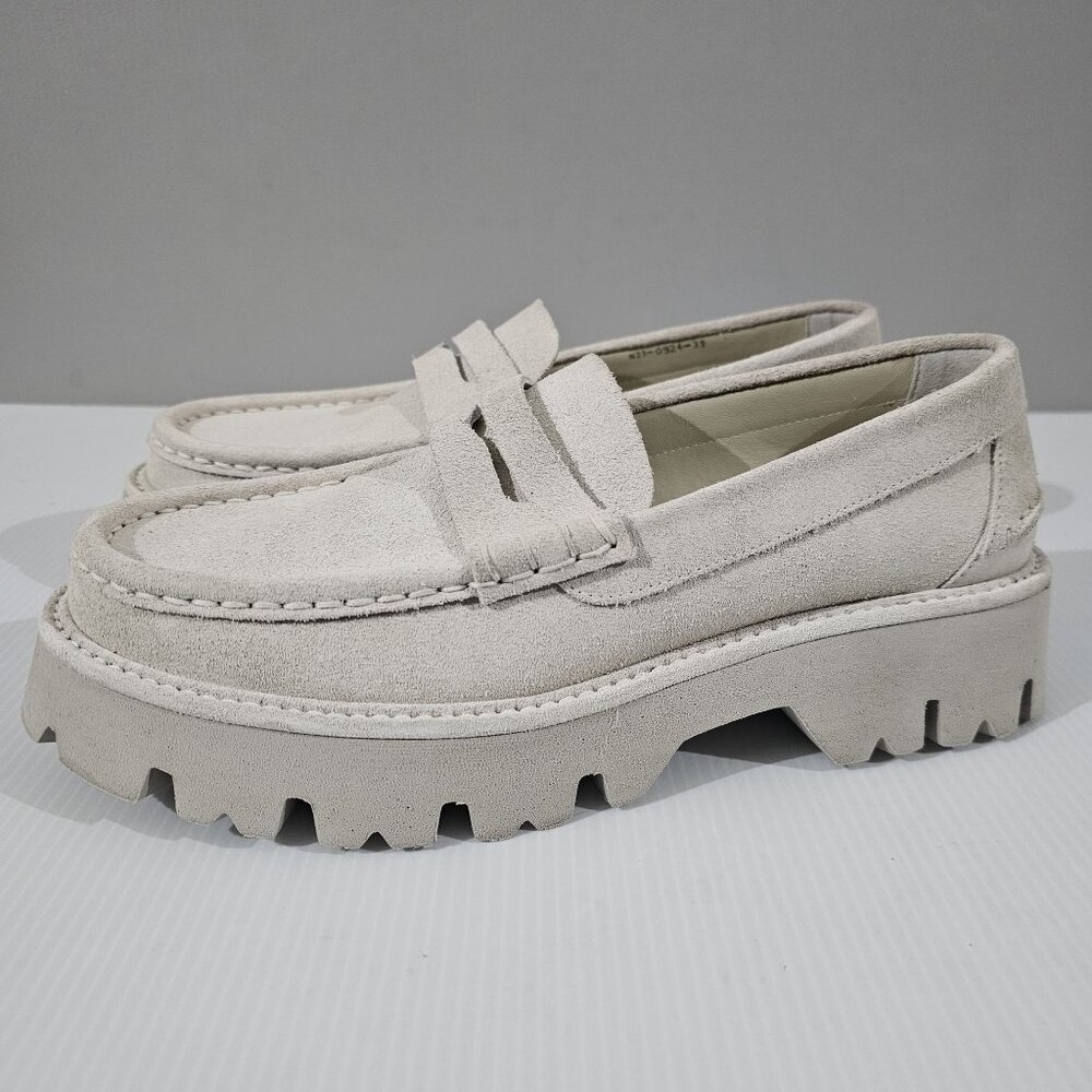 Pedro Garcia Cream Suede Lug Sole Loafers